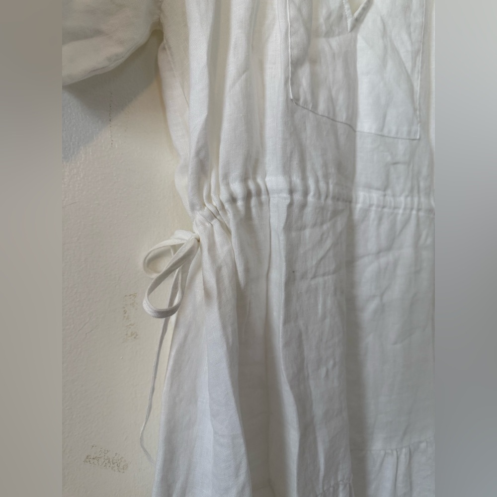 Wilfred Decadence White Linen Dress Tiered Organic Linen Midi Dress - Picture 7 of 8